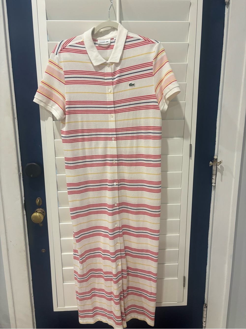 Lacoste Women's White Striped Polo Shirt Dress size 40/M